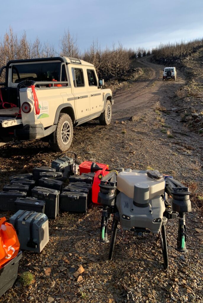 Operación de siembra con dron en Galicia